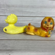Lot of 2 Vintage Gerber Duck &amp; Reliance Plastic Dog Collectible Toys - $14.99