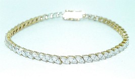 Cubic Zirconia 7 inch Long Bracelet REAL Solid 14k Yellow Gold 8.1 g - £607.27 GBP