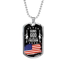 Express Your Love Gifts Freedom 2nd Amendment Dog Tag Stainless Steel or 18k Gol - £43.47 GBP