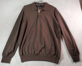 Joseph Abboud Sweatshirt Mens Size Medium Brown Knit Cotton Long Sleeve ... - $15.34