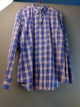 Banana Republic Shirt Mens Size L Soft Wash Blue Plaid Button Down - £11.14 GBP