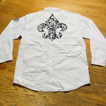 Ablanche Fleur de Lis Mens White Button Up Long Sleeve Shirt Sz 3XL Orig $109.99 - £35.30 GBP