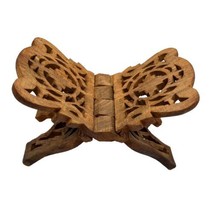 Ornate Sheesham Wood Wooden Book Stand Holder Hand-Carved Folding Displa... - $18.66