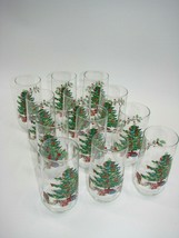 12 Vintage Chiristmas Glasses 16 Oz Flat Tumbler Noel Christmas Tree Toys  - $54.44