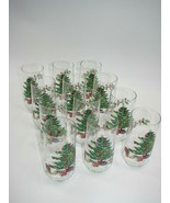 12 Vintage Chiristmas Glasses 16 Oz Flat Tumbler Noel Christmas Tree Toys  - £43.38 GBP
