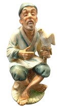 Vintage Napcoware Old Man Sitting with Bird Figurine C5701 Hand Painted 6.5&quot; - £12.72 GBP