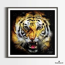 Premium Art Print Angry Tiger in Watercolors, by Dreamframer Art - $43.95+