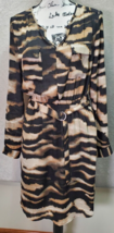 Mossimo Shirt Dress Women&#39;s M Black Tan Animal Print Belted Cinch Waist ... - $23.05