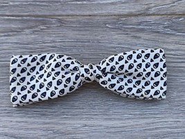 RETRO Superba Mens Bow Tie Blue White Geometric Print Rayon Clip On VTG ... - $24.72