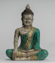 Antico Khmer Stile Se Asia Seduta Legno Enlightenment Budda Statua - 26cm/25.4cm - £200.52 GBP