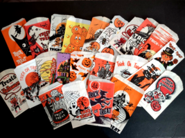 Lot Of 23 Different Vintage Halloween Candy Treat Bags Witches Black Cat... - $98.10