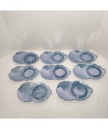Lot of 8 Baby Blue Lusterware Shopu Teacup Tennis Plates with handle - $1,332.76 MXN