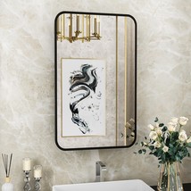 16X24 Inch Medicine Cabinet For Bathroom With Vanity Mirror Black Metal ... - £142.14 GBP