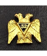 Masons Pin 32 Degree Small Vintage Gold Tone Screw back Masonic Double E... - $30.00