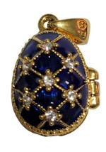 Russian Faux Blue Pendant Large Gold Color Band w/ an Angel inside - $38.06