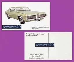 1970 Mercury Cougar 2-Door Hardtop Vintage Carte Postale Couleur - Usa -... - £7.81 GBP