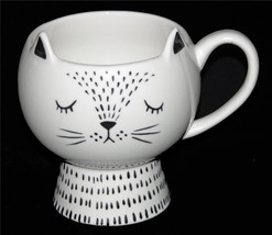 Tabletops Gallery LRG Thick Black &amp; Off-White Cat Pointed Ears Footed 16... - $16.99