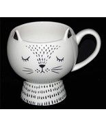 Tabletops Gallery LRG Thick Black &amp; Off-White Cat Pointed Ears Footed 16... - €14,57 EUR