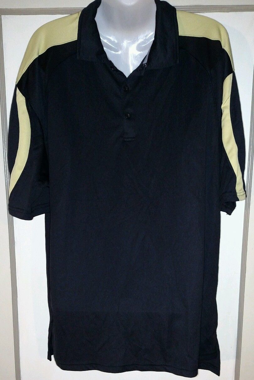 Russell Short Sleeve Men's Sports Shirt XL Black Yellow Polyester Stretchy - $14.95