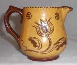 1947 Redware Yellow Color Creamer Tulip Sgraffito Decoration Oley Valley... - £87.81 GBP