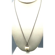 Vintage White Bubble Pendant Necklace, Creamy White Glass Bead with Luster Sheen - £22.42 GBP