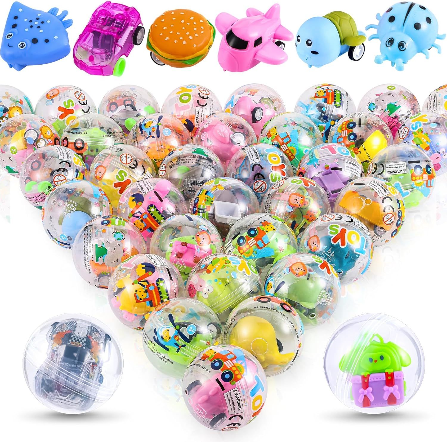 50 Pcs Gumball Capsules Toy 2 Inches Contain Filled Pull Back Cars For, ... - $35.99