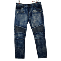 Embellish Mens 38 x 34 Distressed Blue Biker Jeans - £59.36 GBP