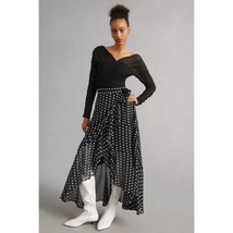  New Anthropologie Maeve Asymmetrical Wrap Skirt $120 X-SMALL Black  - £52.96 GBP