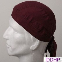 Burgundy Maroon Fitted Head Bandana w/TIES Skull Cap Wrap Doo Do Du Rag Doorag - £6.24 GBP