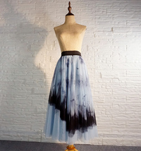 Dusty Blue Long Tulle Skirt Women Plus Size Fluffy Tulle Skirt image 6