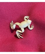 Gold-tone Frog Brooch Pin Rhinestone Eyes J81 - $7.69