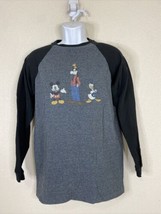 Vtg Disney Store Men Size S Gray Raglan Donald Mickey Goofy T Shirt Long Sleeve - £5.90 GBP