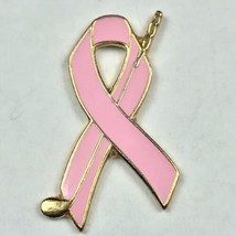 Breast Cancer Awareness Pink Ribbon Golf Club Vintage Pin Gold Tone Enamel - £8.08 GBP