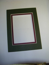 Picture Frame Mats ACEO size 4x6 for 2.5x3.5 Dark Green with Burgandy SET OF 3 - £4.79 GBP