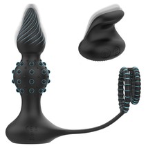 Prostate Massager Anal Vibrator With Dual Cock Ring Remote Control Anal Beads An - £23.69 GBP