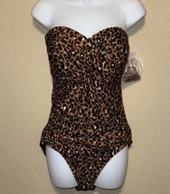 Anne Cole One Piece Swimsuit BROWN LEOPARD Wireless SZ 12 NEW - $97.02