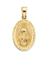 14k yellow gold oval miraculous medal virgin mary pendant charm - £380.37 GBP