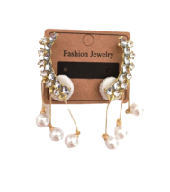 New Fashion Jewelry Women&#39;s Earrings Imitation Pearls Gold Tone Metal Crystals - £9.34 GBP