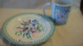 RIVIERA VAN BEERS FREESIA COFFEE MUG AND PLATE - $35.00