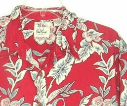 Vintage Hawaiian Aloha camp Shirt Pau Hana Cotton Viscose Red Floral Tropical L - £15.78 GBP
