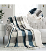Reversible Sherpa Fleece Throw Blanket 60&quot; x 80&quot; for Sofa and Bed - $36.55