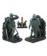 Medieval Dragon Heraldry Knight Bookends Statue 8&quot;Tall Set Suit Of Armor... - $54.99