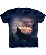 Patriot Howl Wolf Unisex Adult T-Shirt Blue by The Mountain 100% Cotton - $491.55 MXN+