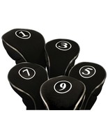 NEW BLACK ZIPPER DRIVER FW 1 3 5 7 9 WOOD GOLF CLUB HEADCOVER SET HEAD C... - €25,09 EUR