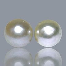 Unique A Pair 9 x 9.6mm 10 Carats Pale Gold Australia South Sea Loose Pearl - £51.98 GBP