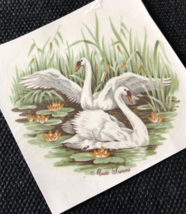 M96 - Ceramic Waterslide Vintage Decal - 2 Swan Pair - 2.5&quot; - $23.79 MXN