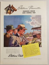 1938 Print Ad Stetson Hats Men &amp; Jockey at Horse Racing Track - £10.85 GBP