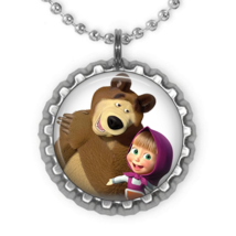 1 MASHA and The BEAR Silver Bottle Cap Necklace set 2! - $10.68