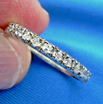 Earth mined Diamond Deco Wedding Band Bridal Anniversary Eternity Ring Size 8.5 - $3,420.30 CAD