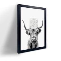 Toilet Paper On Head,Black Framed Funny Animal Prints, Vintage Black And White R - $23.99